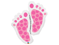 Q Шар (35"/89 см) Фигура, Стопы девочки, Розовые, 1 шт. в уп.