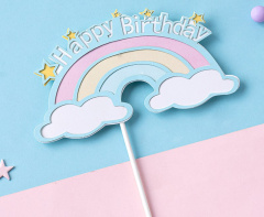 Топпер, Радуга, Голубая, HAPPY BIRTHDAY, 1 шт.