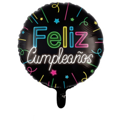 Шар (18''/46 см) Круг, Неон, Черный, 1 шт.